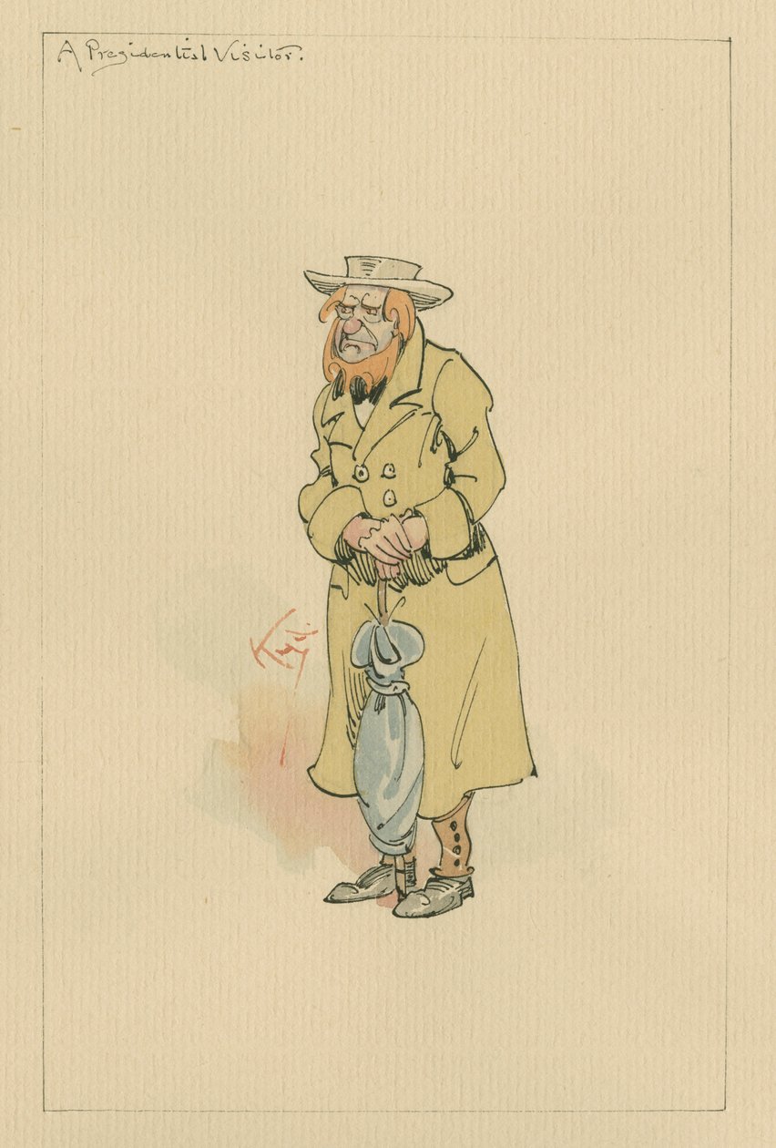 Egy elnöki látogató, 1920-as évek körül (toll és tinta, wc-vel, papír) alkotó: Joseph Clayton Clarke