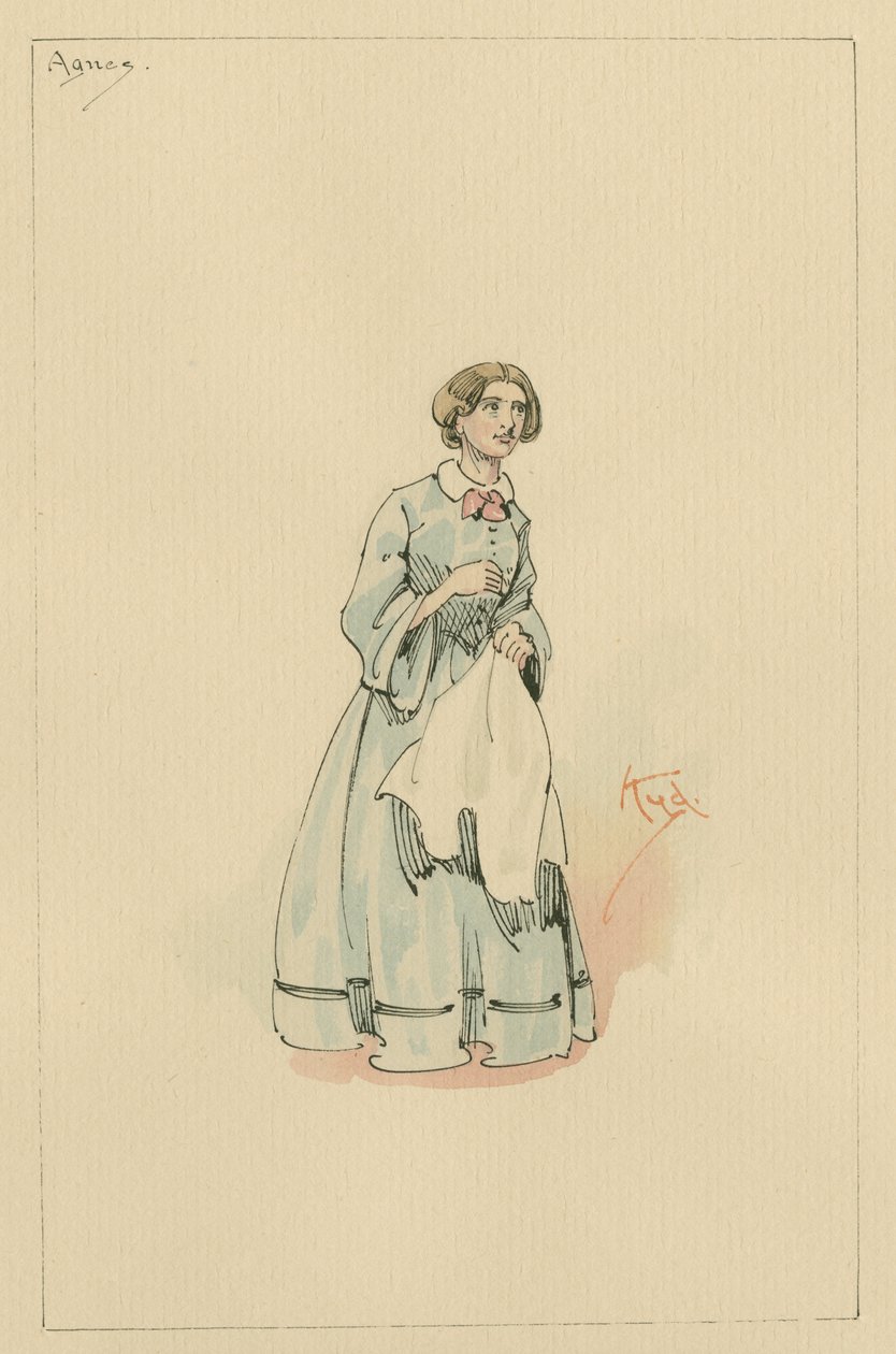 Agnes Wickfield, 1920-as évek (toll és tinta WC-vel papíron) alkotó: Joseph Clayton Clarke
