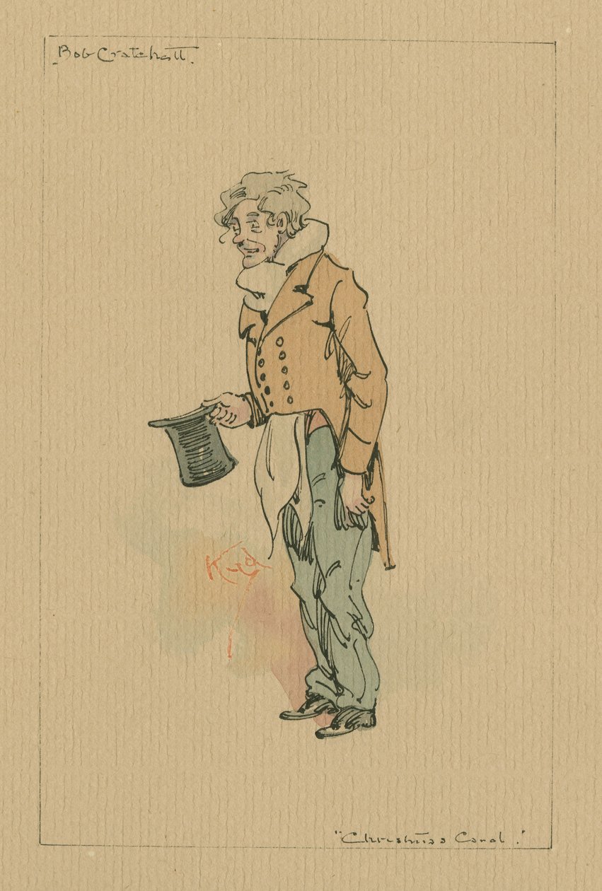 Bob Cratchit – Karácsonyi ének, 1920-as évek (toll és tinta WC-vel papíron) alkotó: Joseph Clayton Clarke