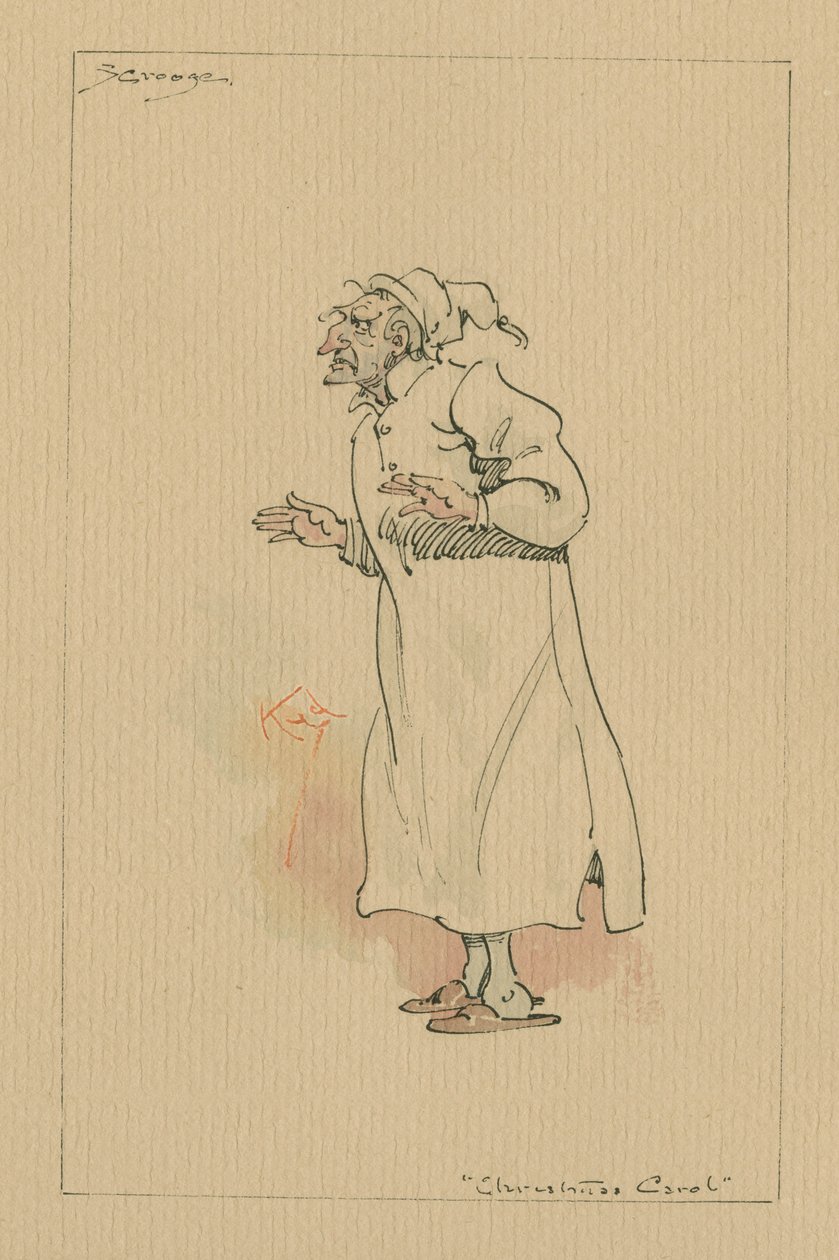 Ebenezer Scrooge – Karácsonyi ének, 1920-as évek (toll és tinta WC-vel papíron) alkotó: Joseph Clayton Clarke