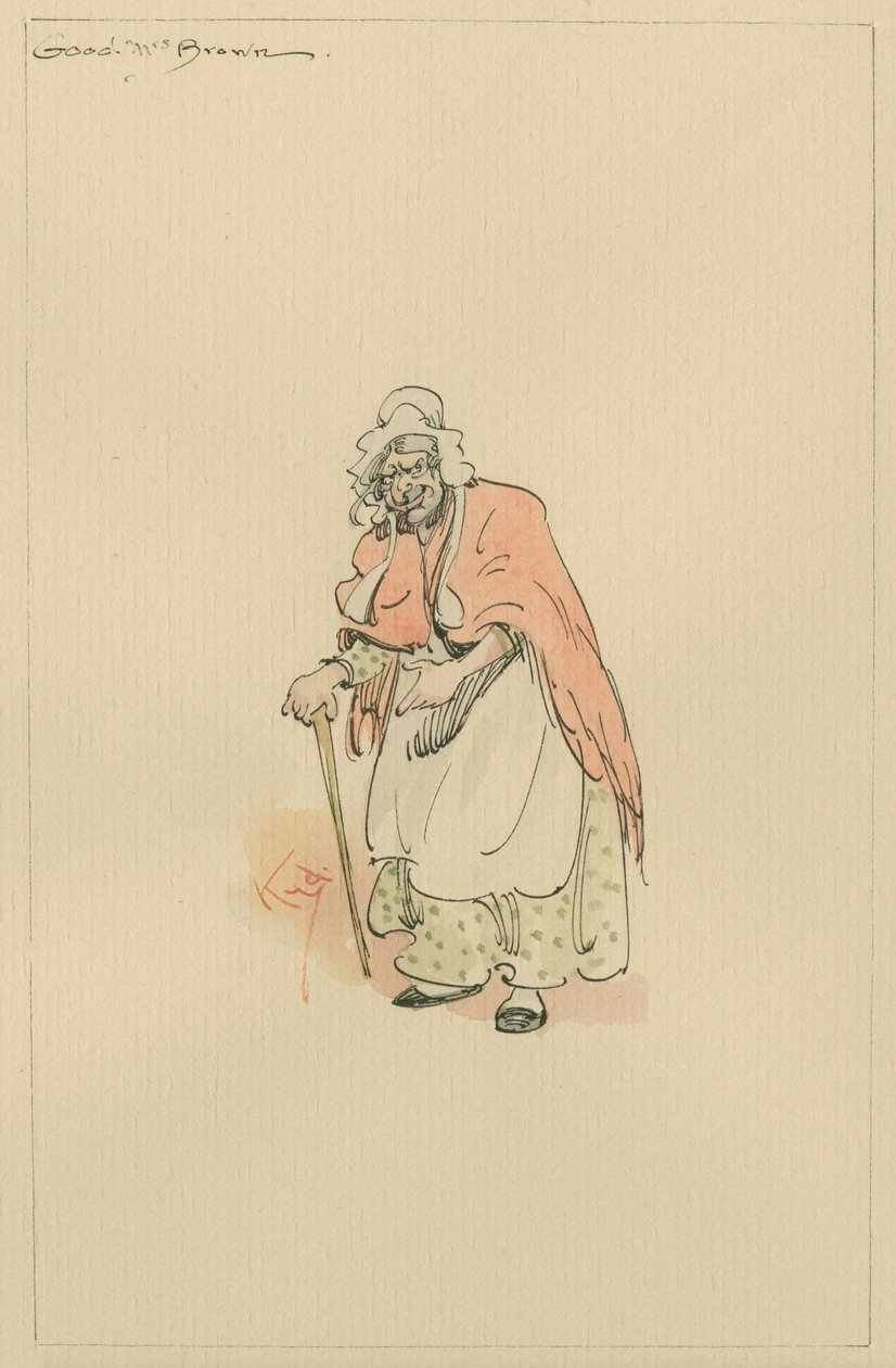 Good Mrs Brown, 1920-as évek (toll és tinta WC-vel papíron) alkotó: Joseph Clayton Clarke