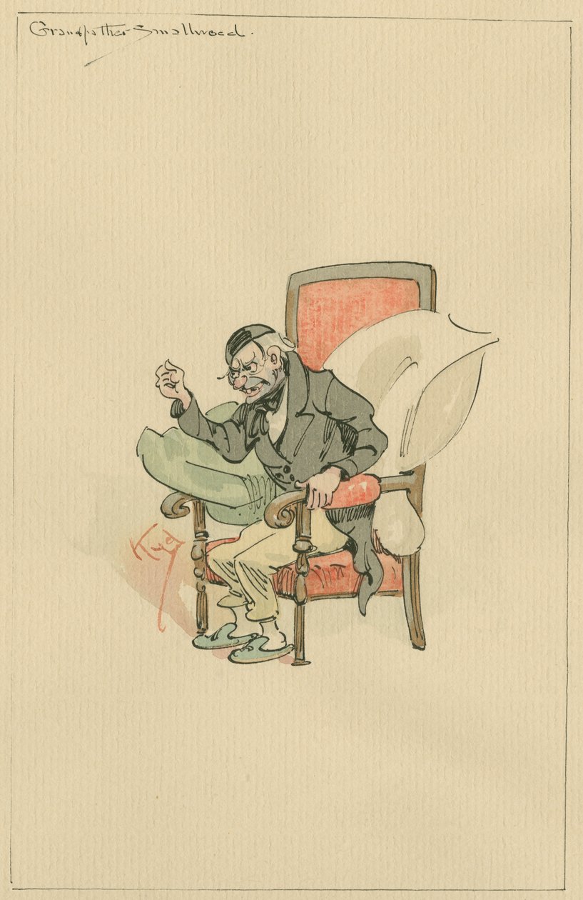 Smallweed nagypapa, 1920-as évek (toll és tinta WC-vel papíron) alkotó: Joseph Clayton Clarke