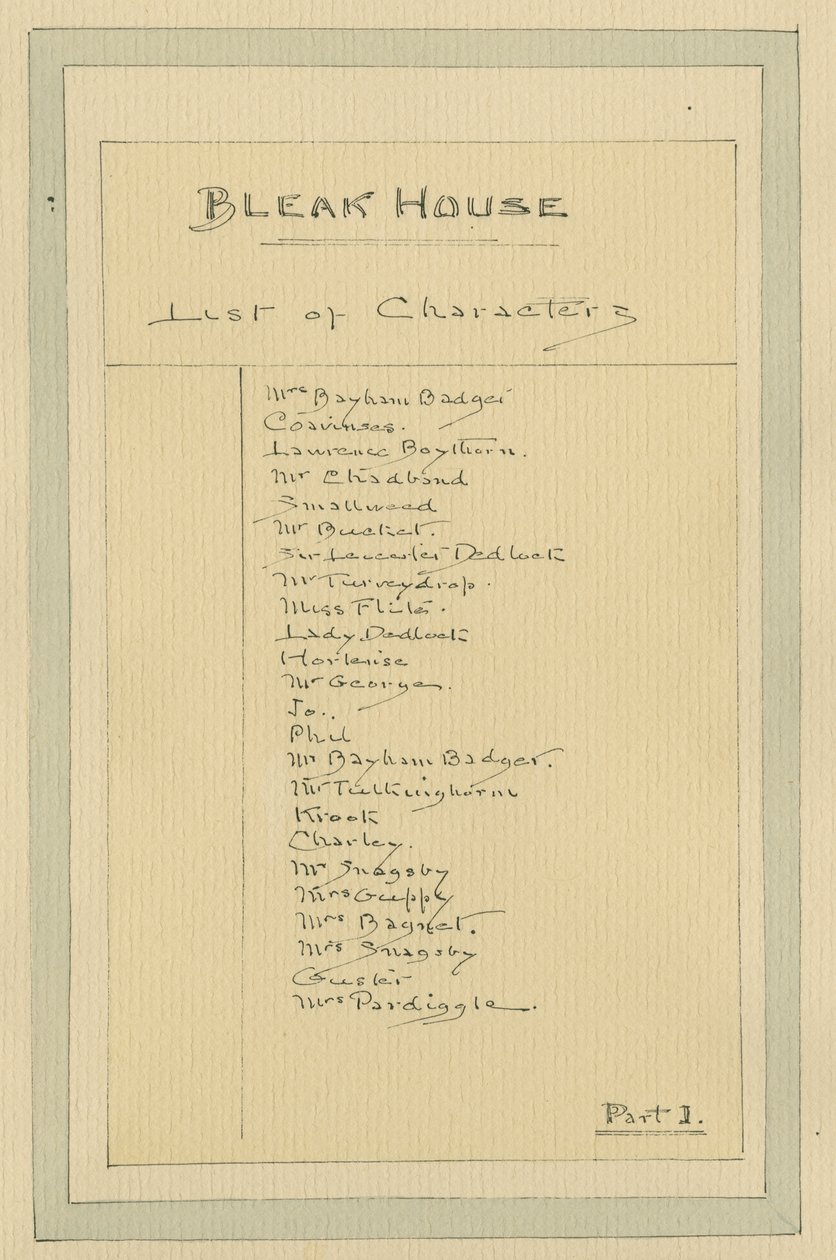 Karakterek listája, 1920 körül (toll és tinta WC-vel papíron) alkotó: Joseph Clayton Clarke
