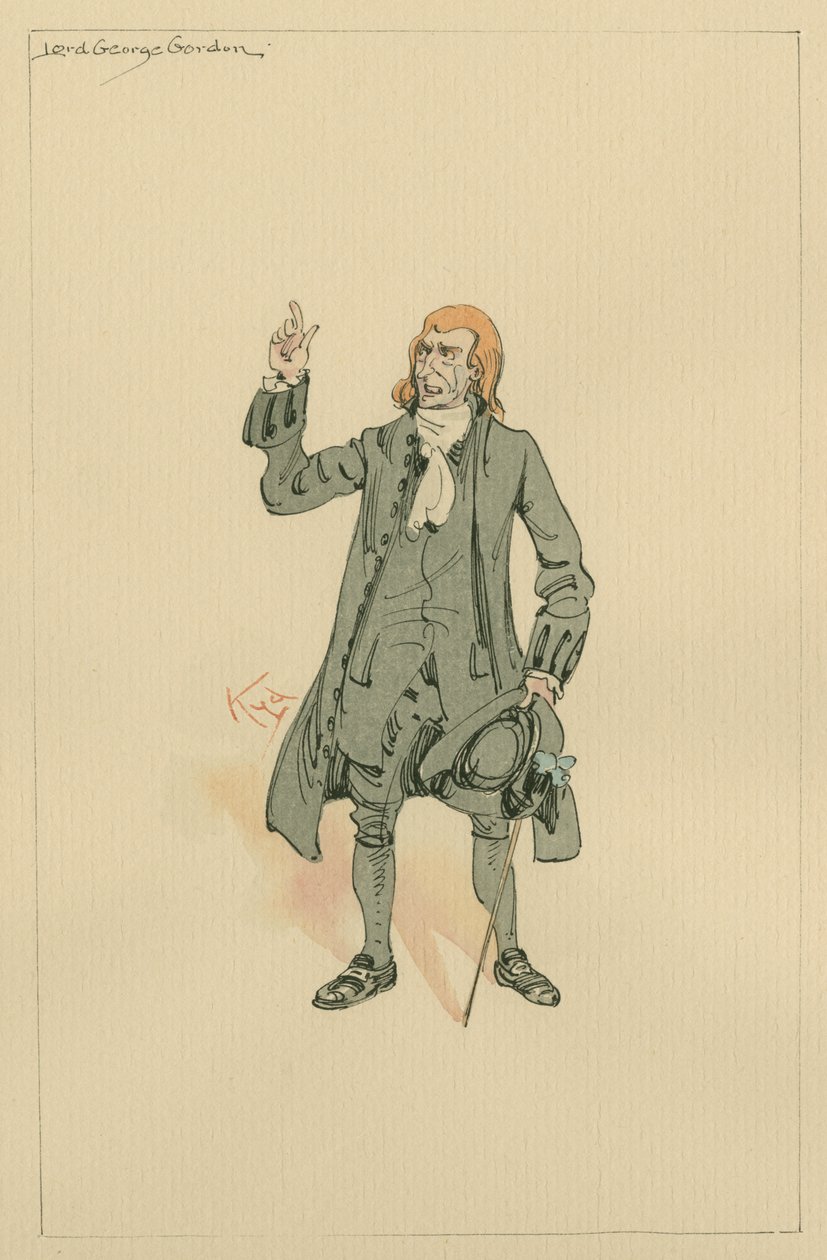 Lord George Gordon, 1920-as évek (toll és tinta WC-vel papíron) alkotó: Joseph Clayton Clarke