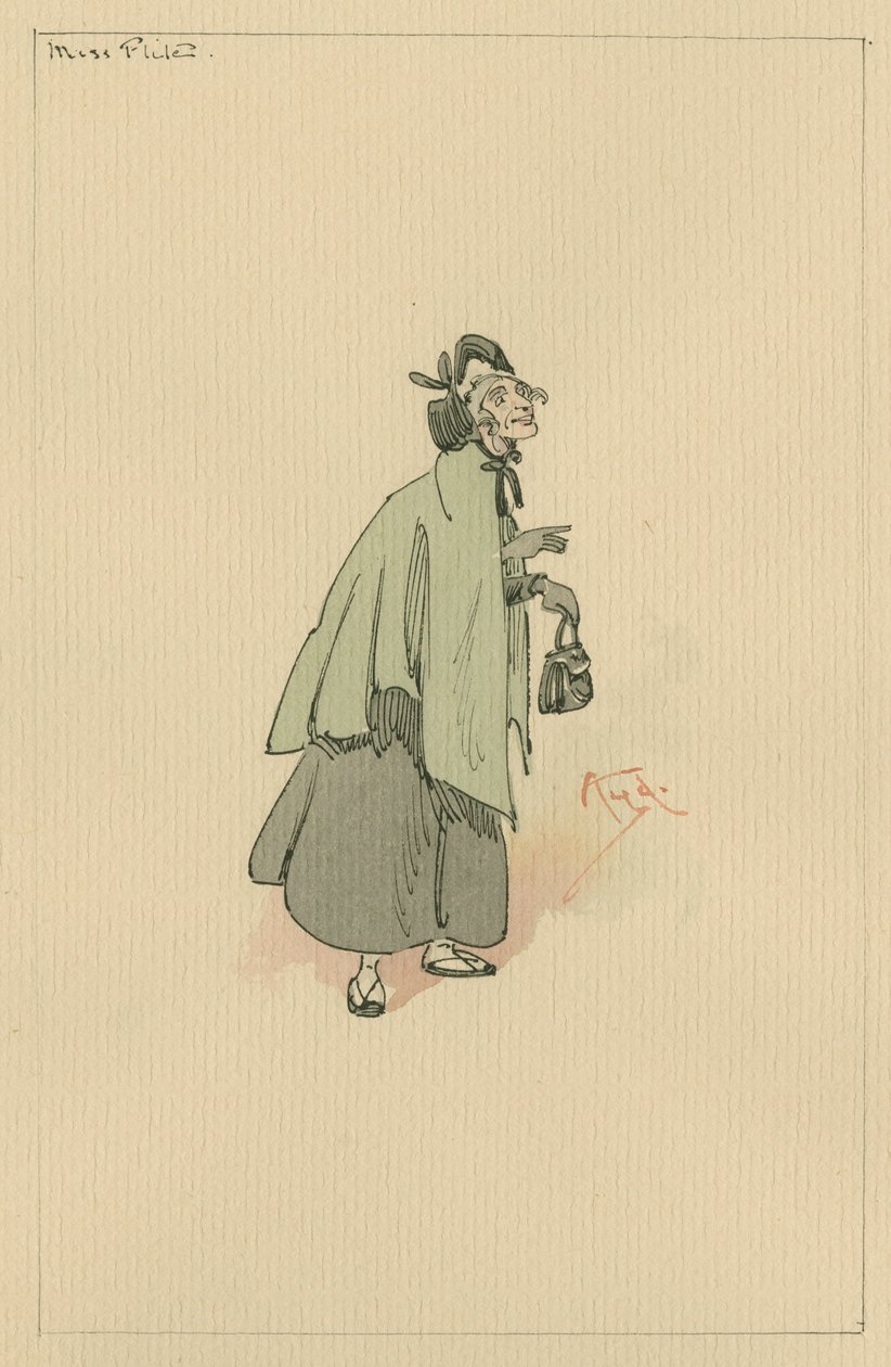 Miss Flite, 1920-as évek körül (toll és tinta, wc-vel, papírra) alkotó: Joseph Clayton Clarke