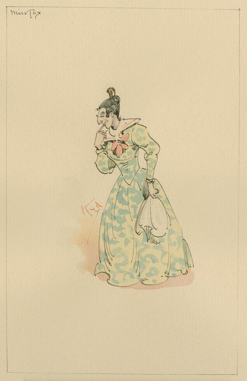 Miss Lucretia Tox, 1920-as évek (toll és tinta WC-vel papíron) alkotó: Joseph Clayton Clarke