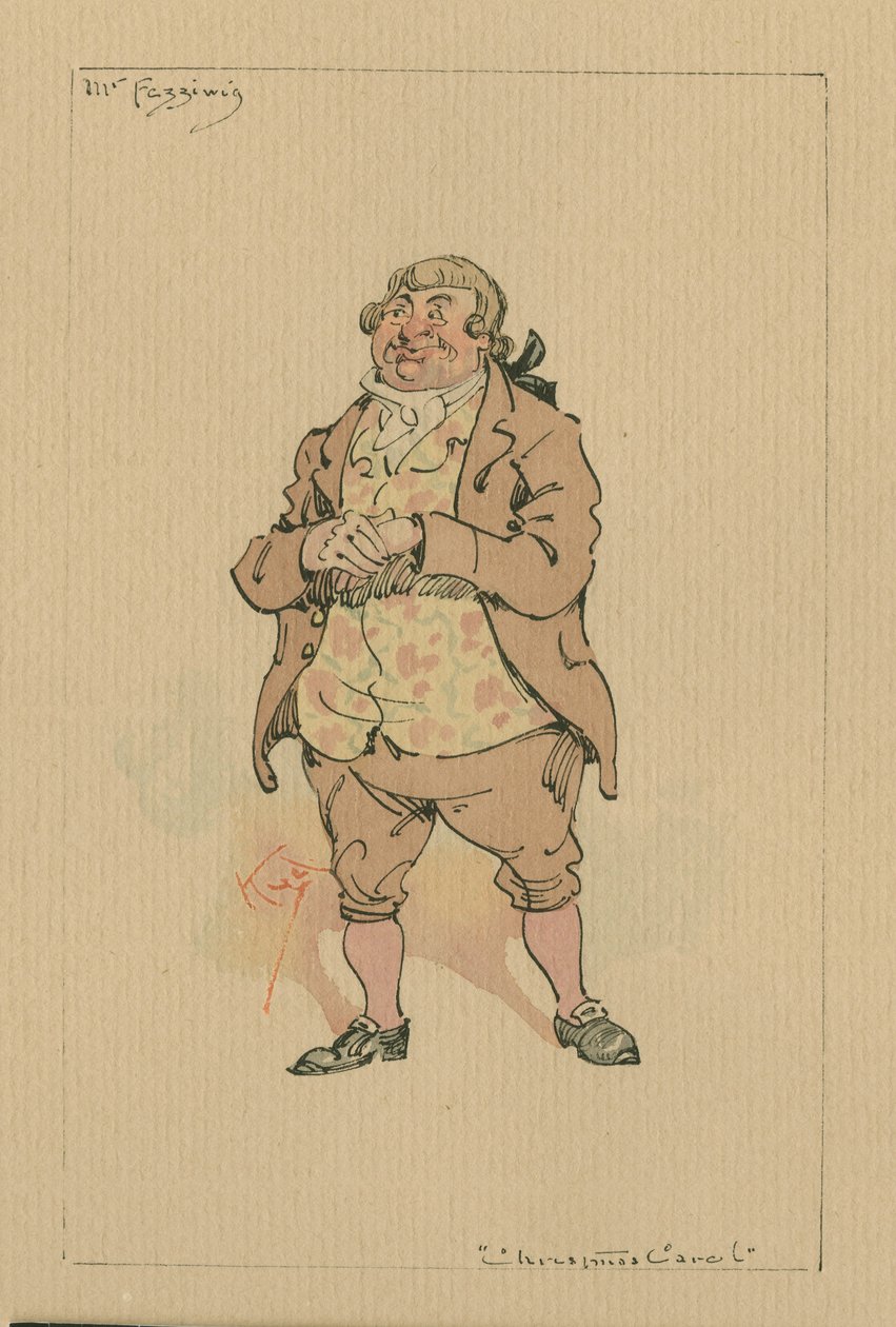 Mr Fezziwig – Karácsonyi ének, 1920-as évek (toll és tinta WC-vel papíron) alkotó: Joseph Clayton Clarke