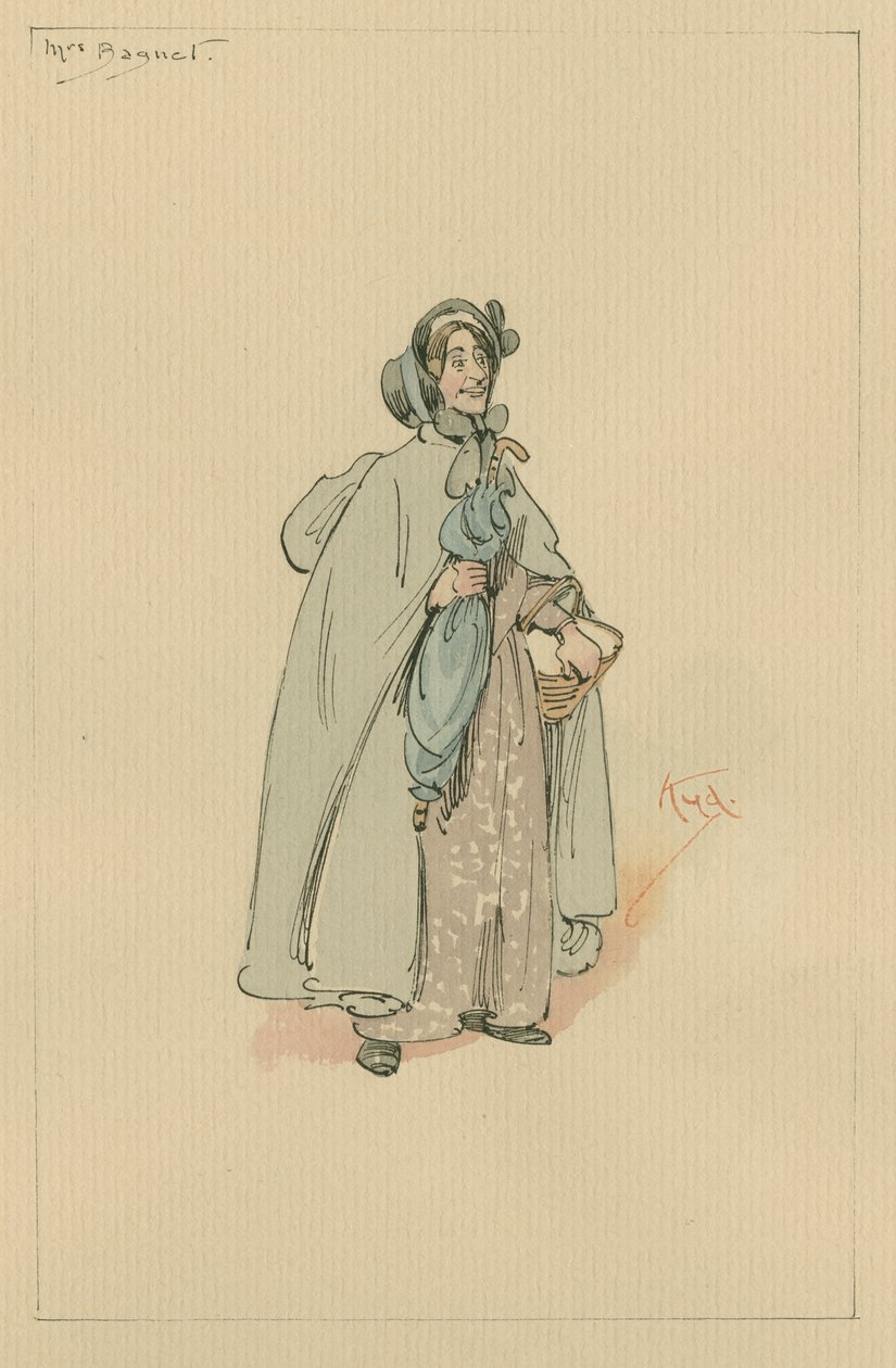 Mrs Bagnet, 1920-as évek (toll és tinta WC-vel papíron) alkotó: Joseph Clayton Clarke