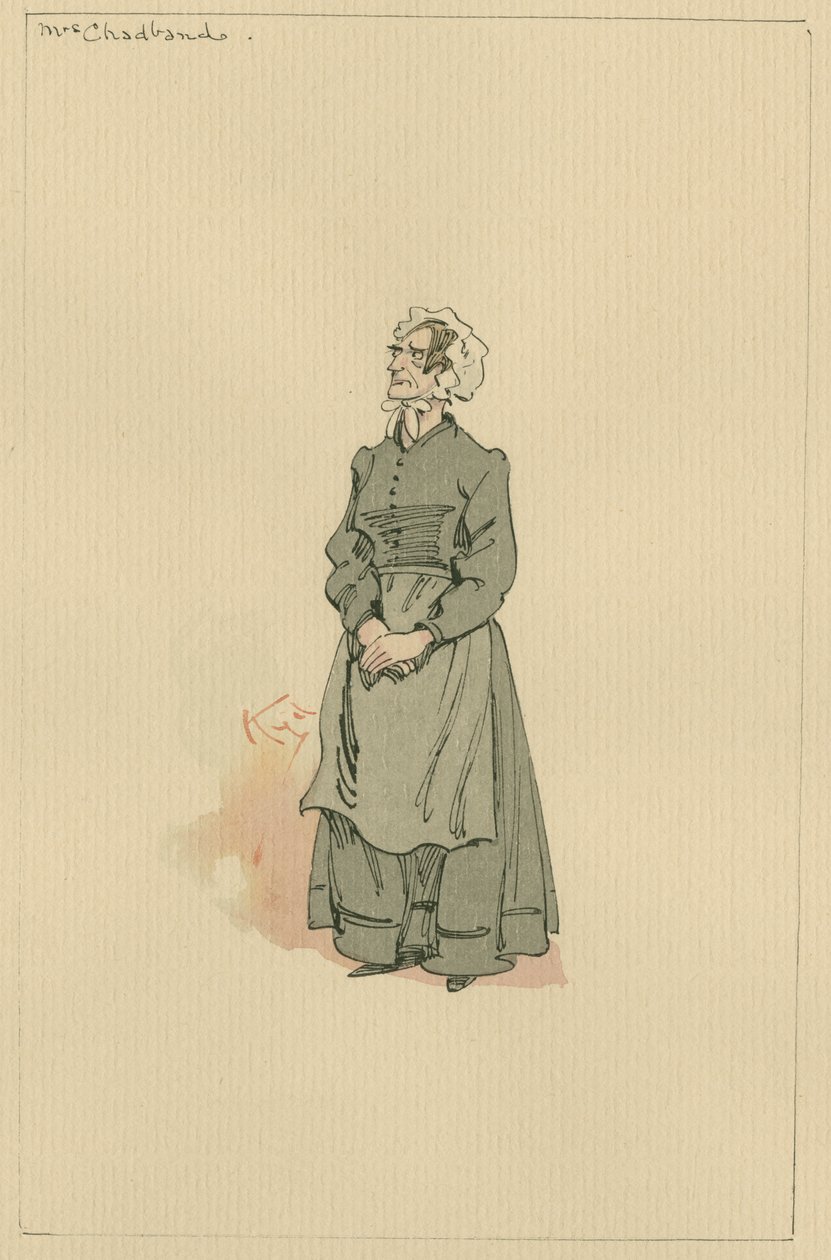 Mrs Chadband, 1920-as évek (toll és tinta WC-vel papíron) alkotó: Joseph Clayton Clarke