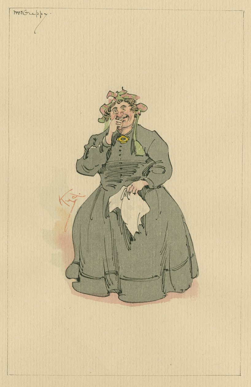 Mrs Guppy, 1920-as évek (toll és tinta WC-vel papíron) alkotó: Joseph Clayton Clarke