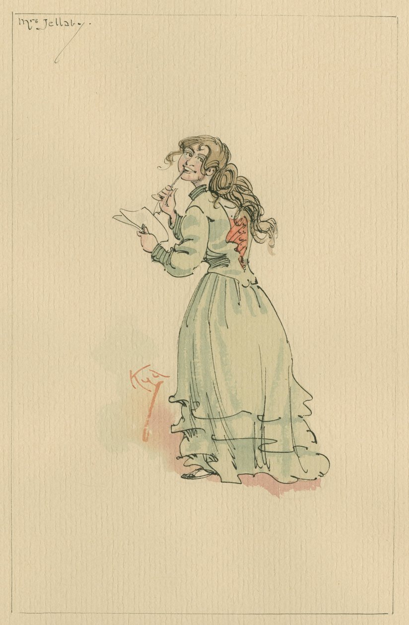 Mrs. Jellaby, 1920-as évek (toll és tinta WC-vel papíron) alkotó: Joseph Clayton Clarke