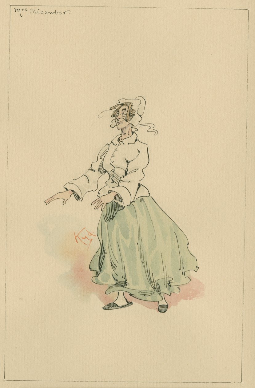 Mrs Micawber, 1920-as évek (toll és tinta WC-vel papíron) alkotó: Joseph Clayton Clarke