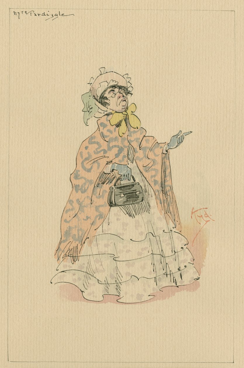 Mrs. Pardiggle, 1920-as évek (toll és tinta WC-vel papíron) alkotó: Joseph Clayton Clarke