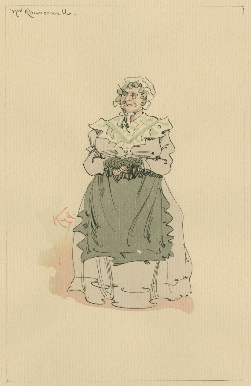 Mrs Rouncewell, 1920-as évek (toll és tinta WC-vel papíron) alkotó: Joseph Clayton Clarke