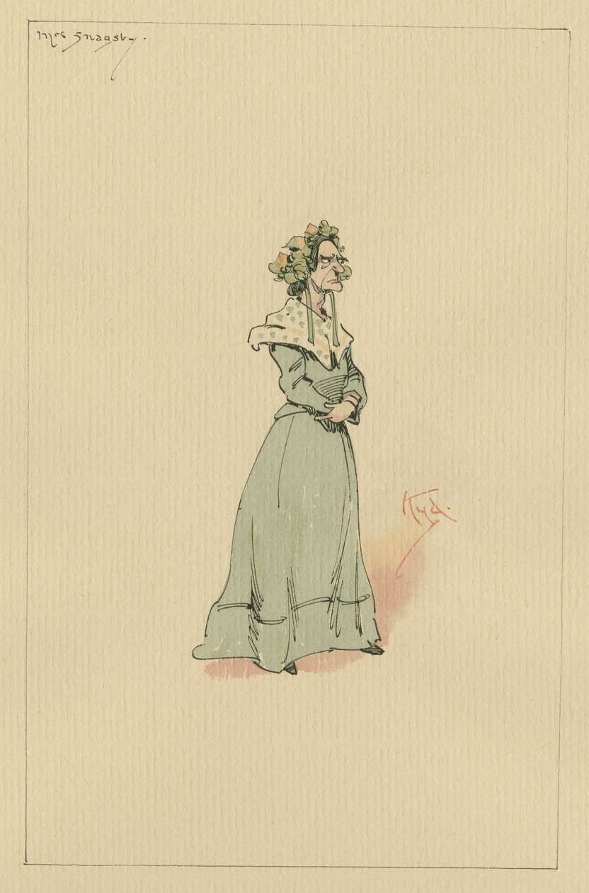 Mrs Snagsby, 1920-as évek (toll és tinta WC-vel papíron) alkotó: Joseph Clayton Clarke
