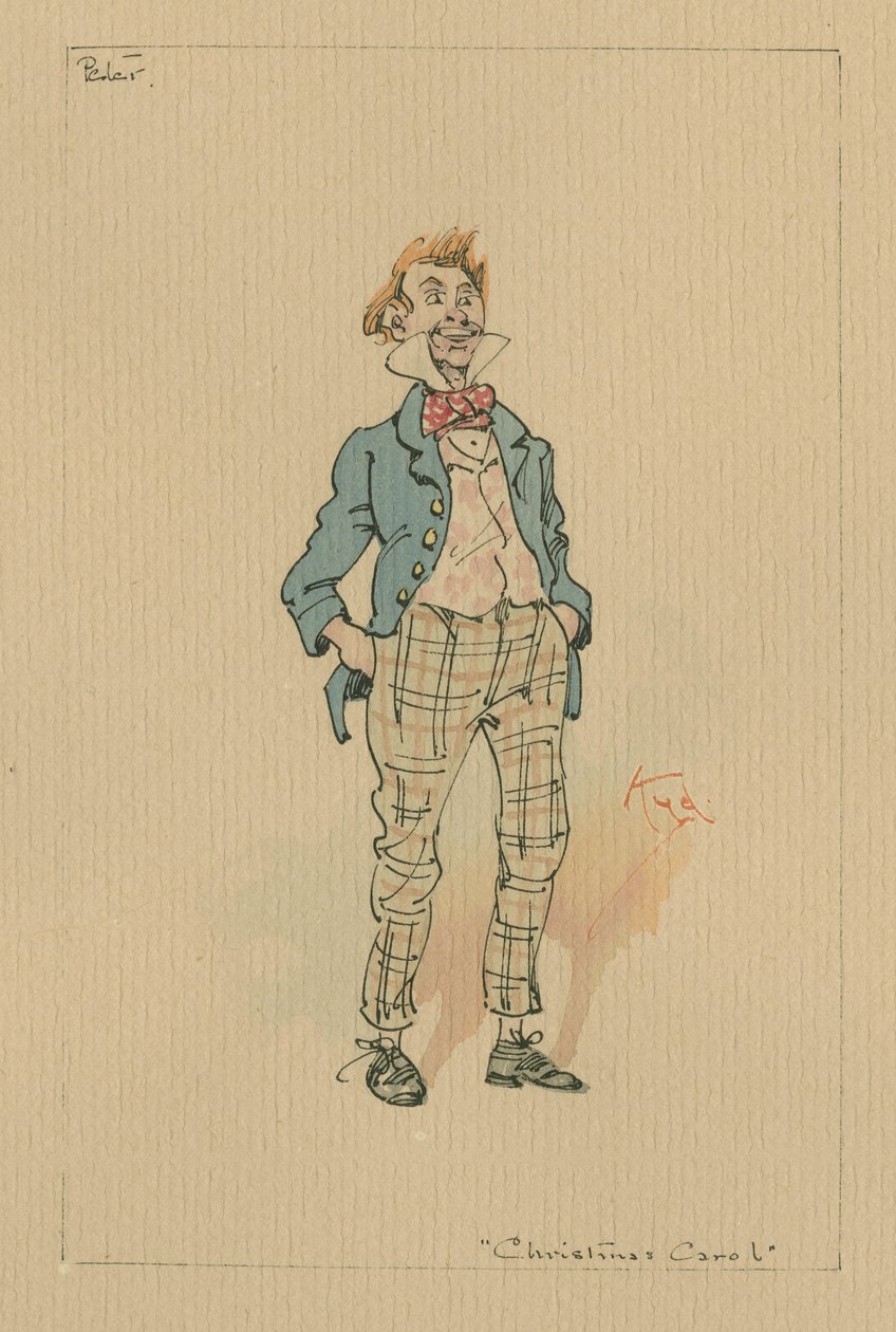 Peter Cratchit – Karácsonyi ének, 1920-as évek (toll és tinta WC-vel papíron) alkotó: Joseph Clayton Clarke