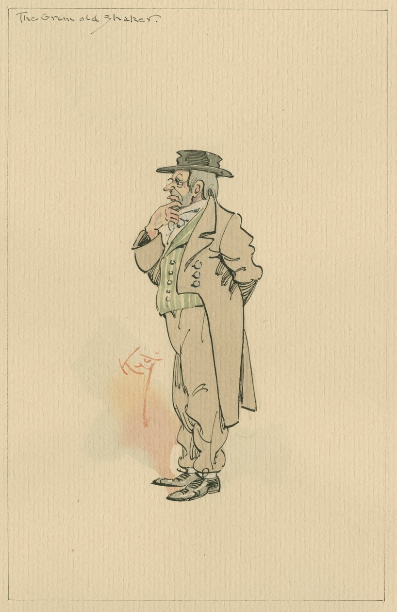 The Grim Old Shaker, 1920 körül (toll és tinta WC-vel papíron) alkotó: Joseph Clayton Clarke