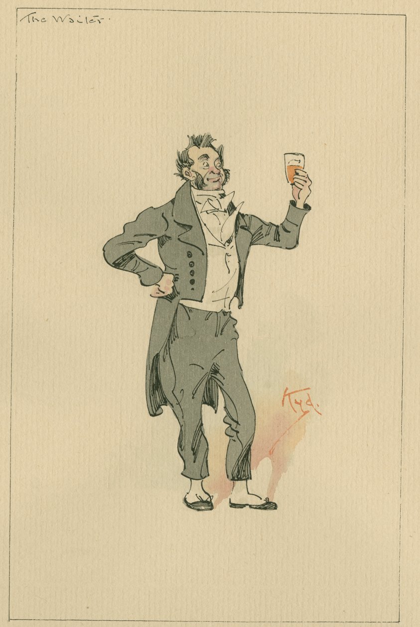 The Waiter, 1920-as évek (toll és tinta WC-vel papíron) alkotó: Joseph Clayton Clarke