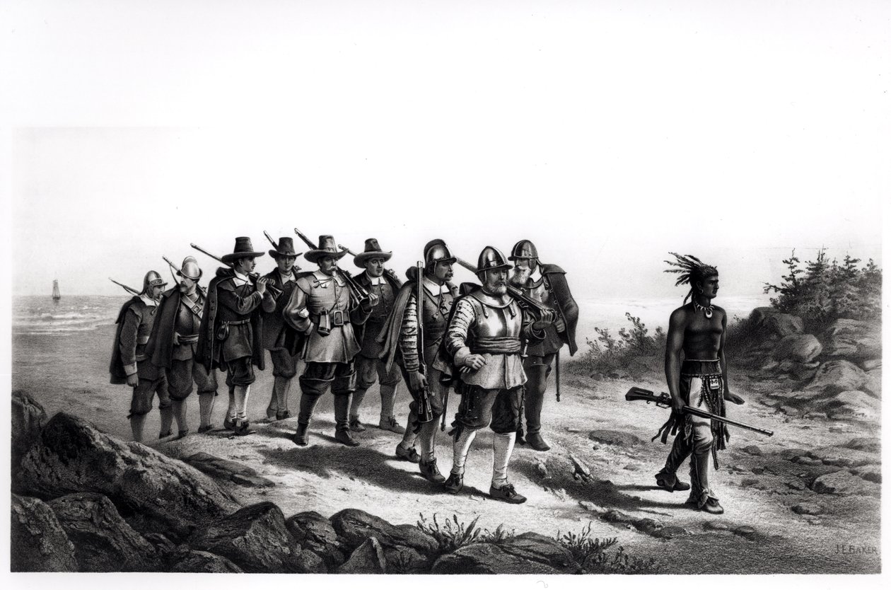 The March of Miles Standish, vésette Armstrong und Co., 1873 alkotó: Joseph Baker