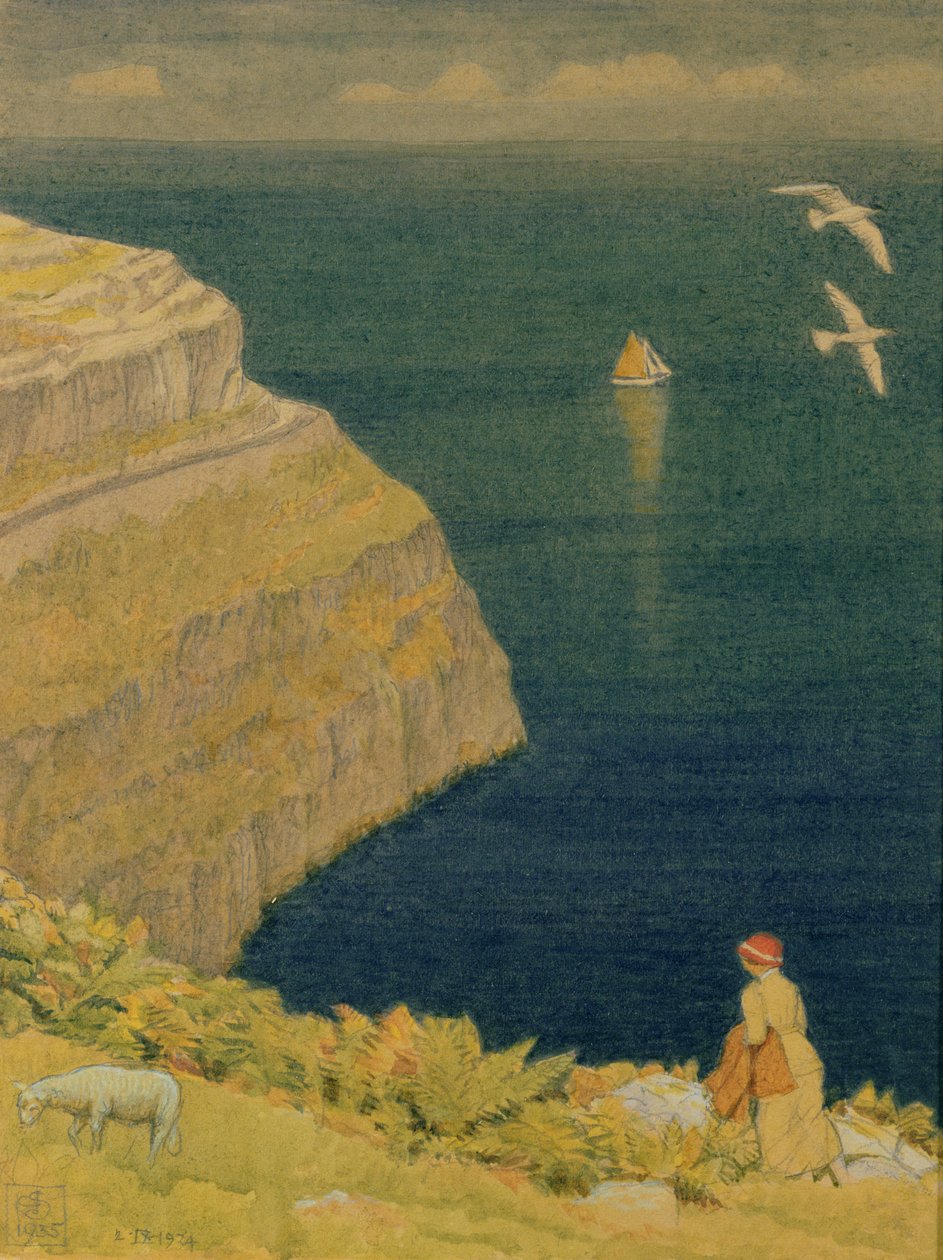A walesi szikla, 1935 (wc és ceruza papíron) alkotó: Joseph Edward Southall