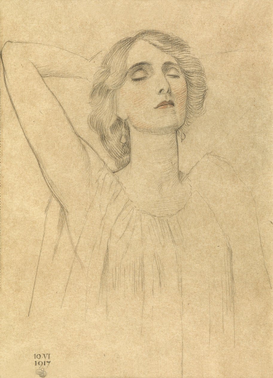 Vázlat egy nőről, 1917 (ceruza és kréta papíron) alkotó: Joseph Edward Southall