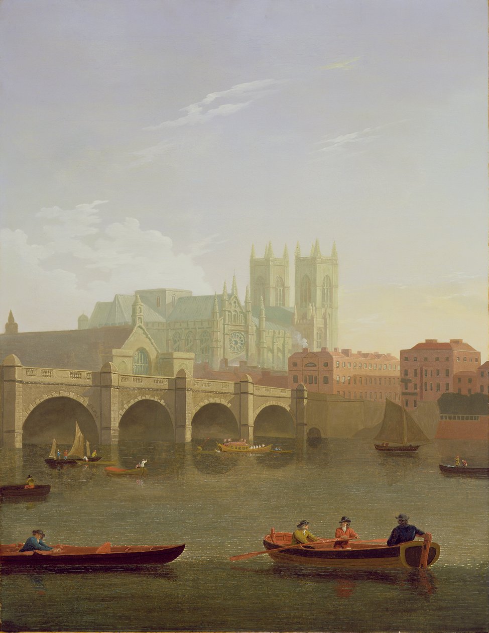 A Westminster-apátság és a Westminster-híd délről nézve, 1794 alkotó: Joseph Farington