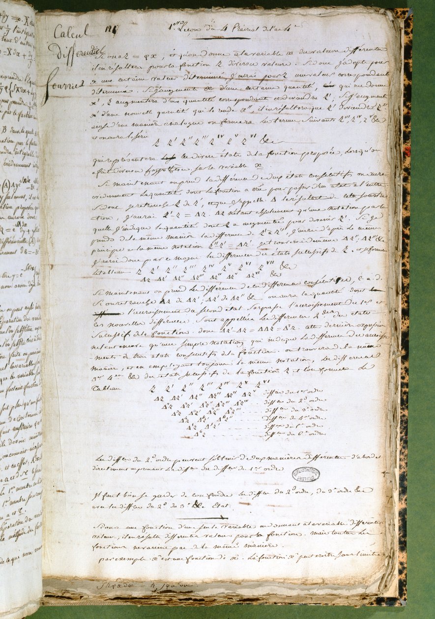 Ms 2044 oldal a Calcul Differentiel et Integraltól alkotó: Joseph Fourier