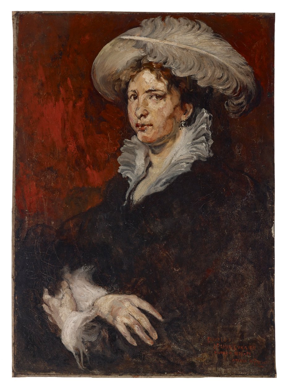 Hölgy plüss sapkával alkotó: Joseph Frank Currier