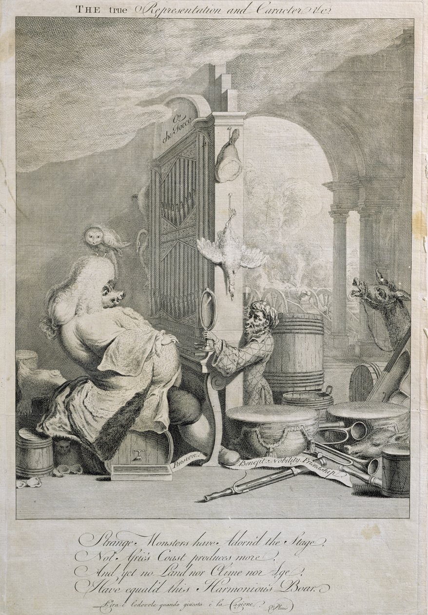 George Frederick Händel (1685-1759) karikatúrája, az igazi ábrázolás és jellem. alkotó: Joseph Goupy