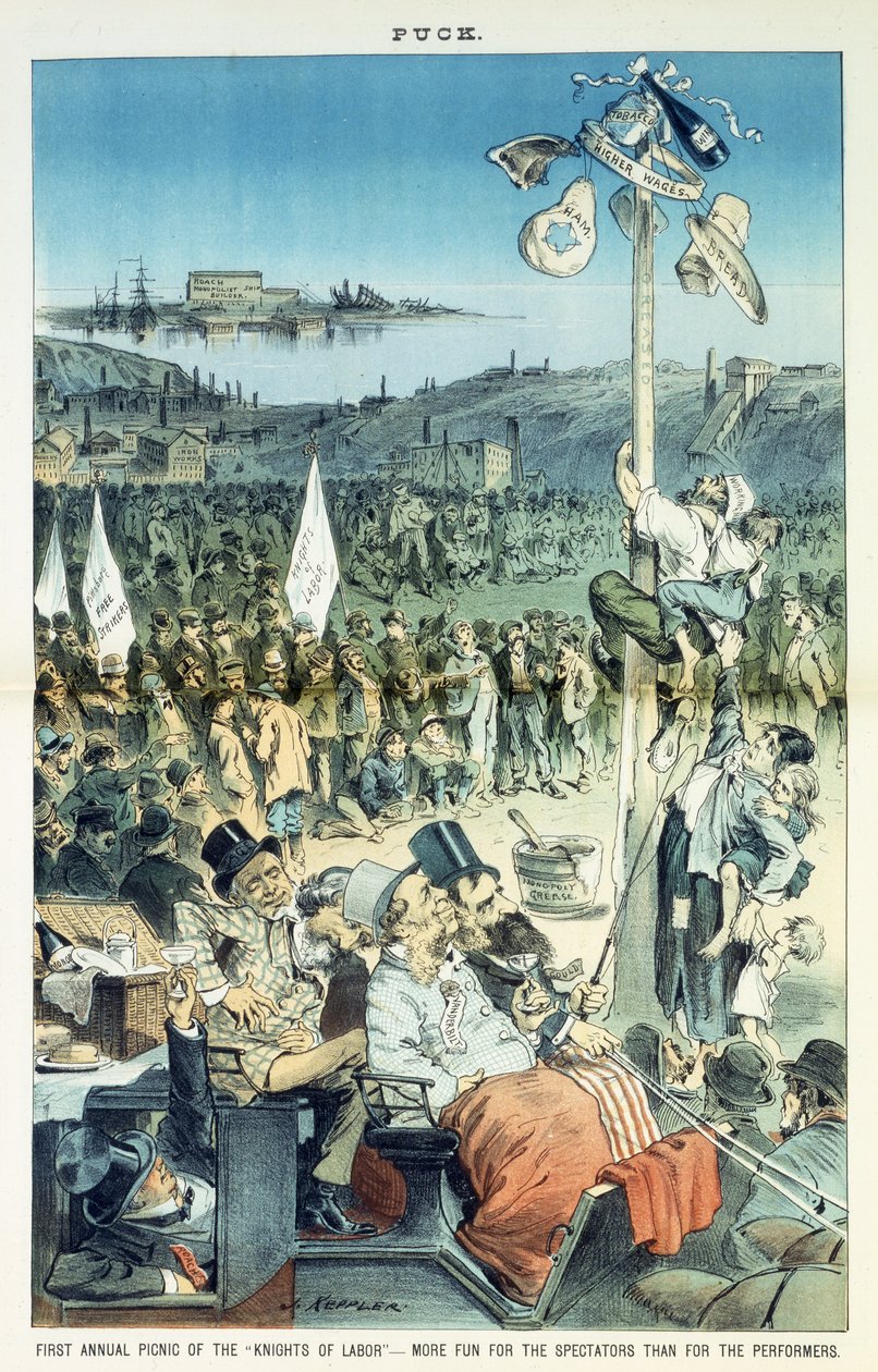 A Munkáslovagok első éves piknikje - több szórakozás a nézőknek, mint a fellépőknek, 1882 alkotó: Joseph Keppler