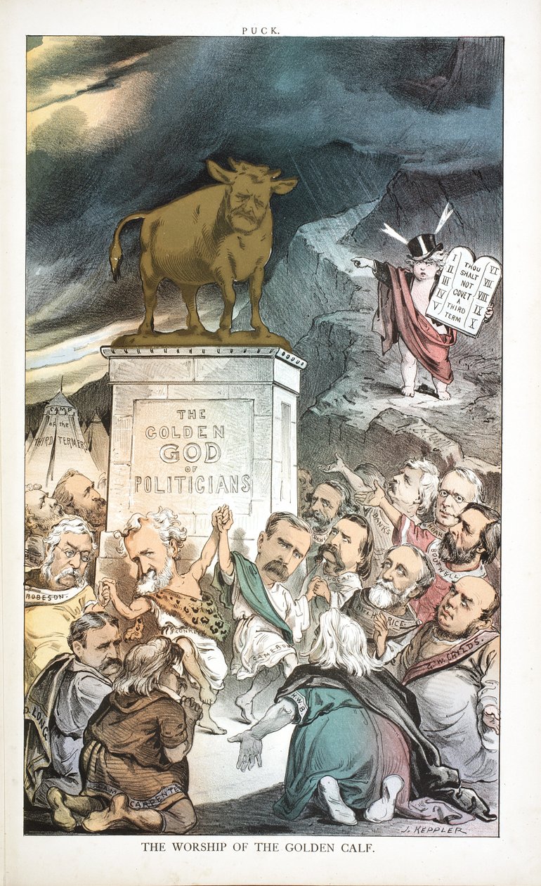 Az Aranyborjú imádata, 1880 alkotó: Joseph Keppler