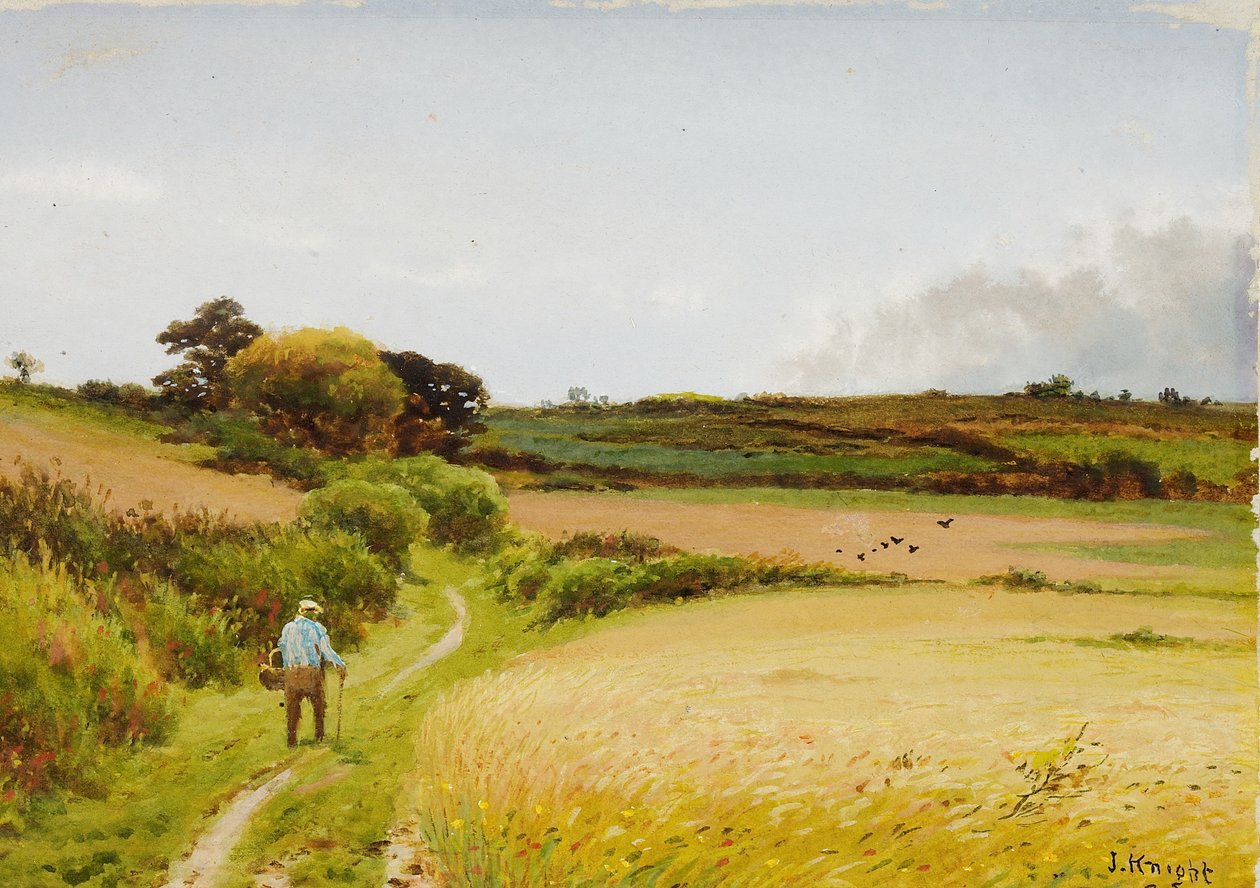 Táj kosarat hordozó öregemberrel, 1886 alkotó: Joseph Knight