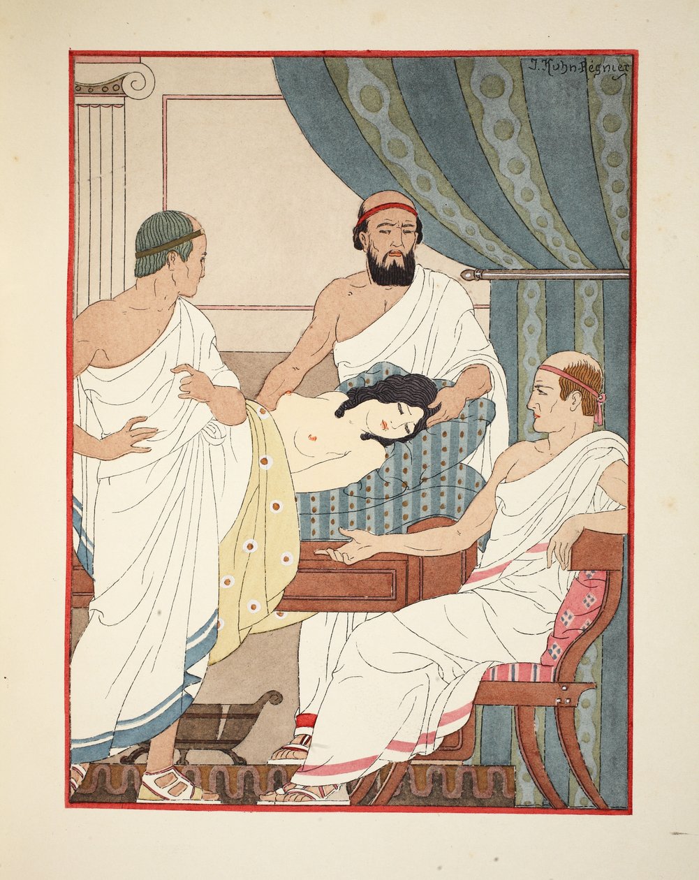 Konzultáció más orvosokkal, illusztráció a Hippokratész műveiből, 1934 alkotó: Joseph Kuhn Regnier