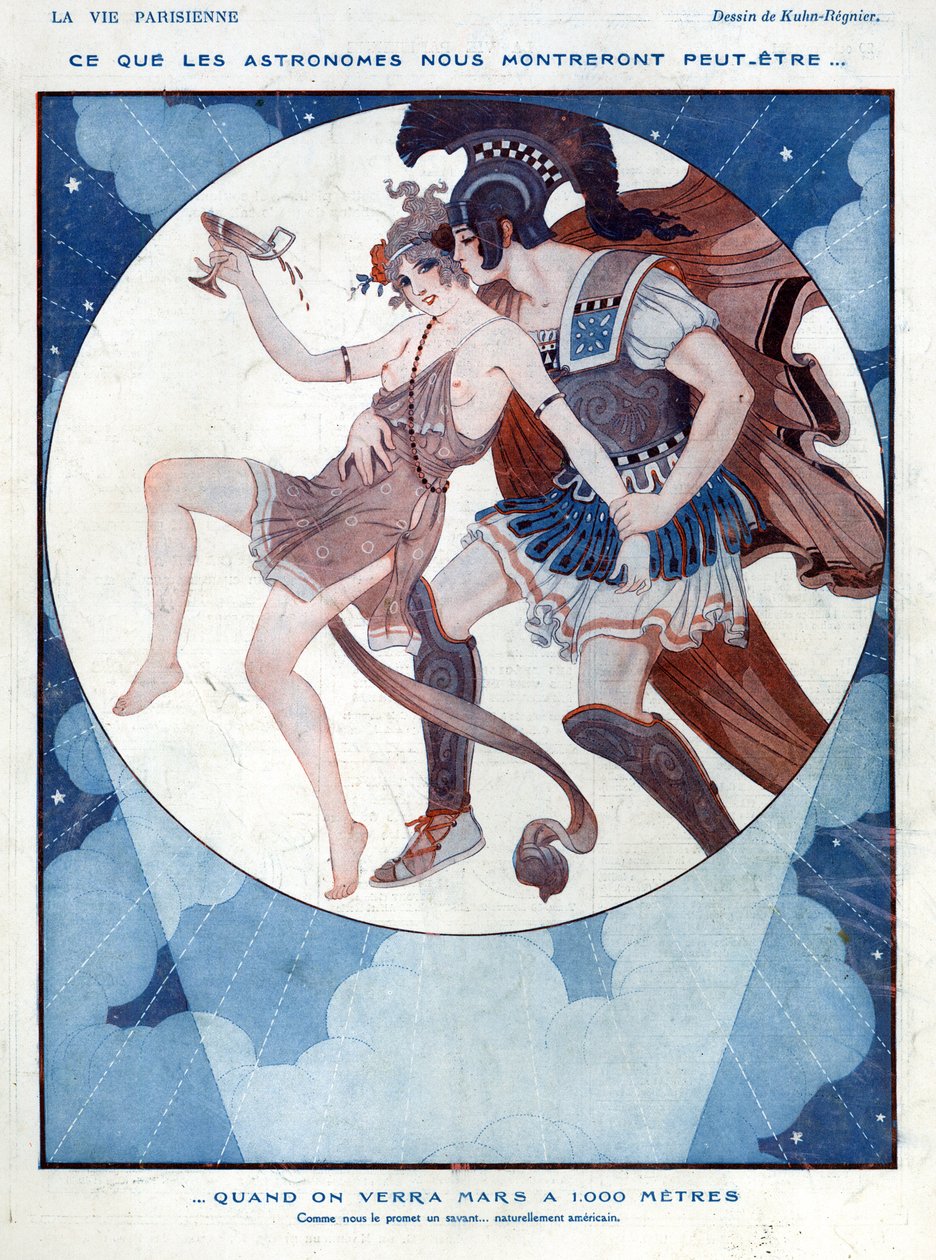 A Mars egy fiatal hölgynek udvarol, a „La Vie Parisienne”-ből, 1921. október 29. alkotó: Joseph Kuhn Regnier