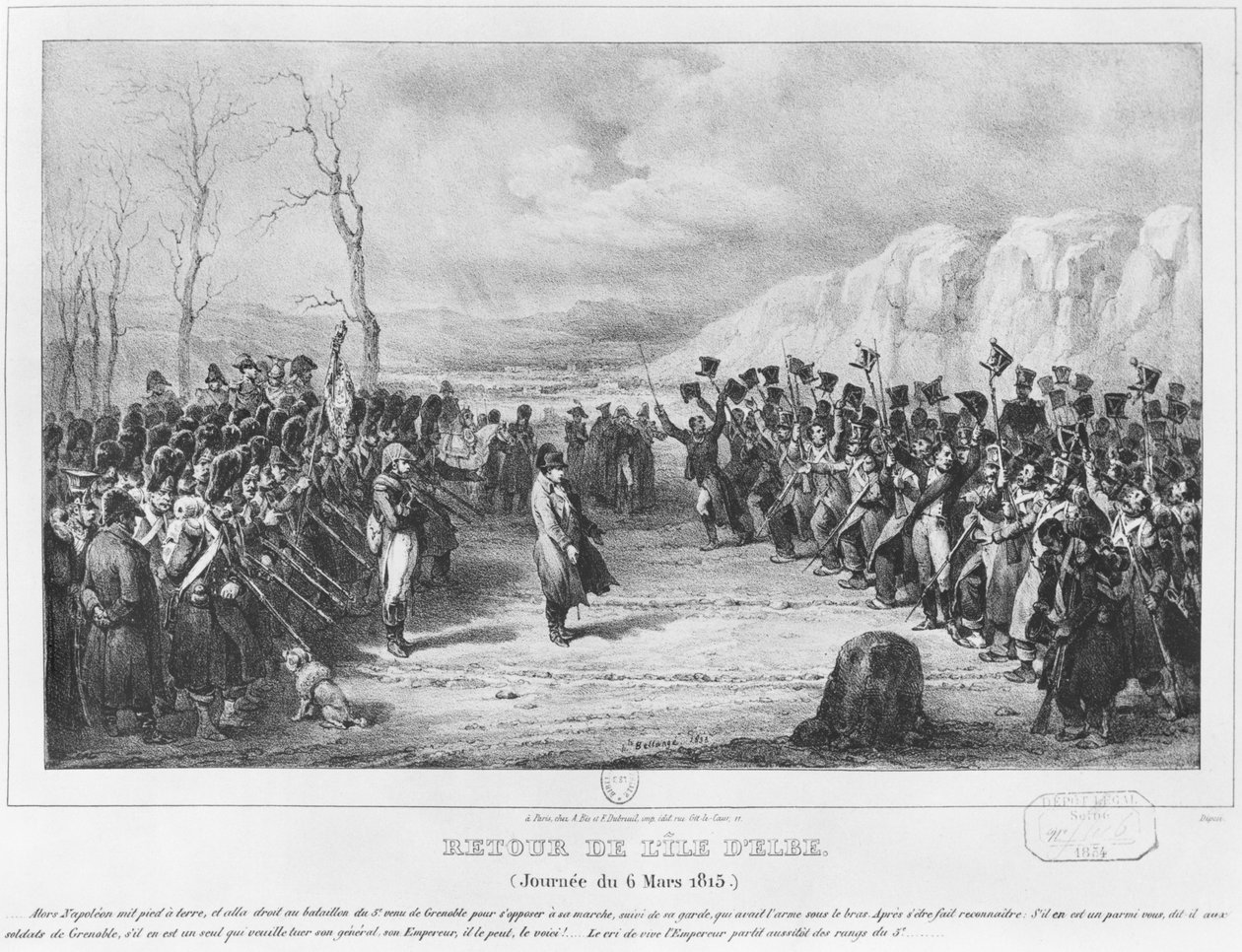 I. Napóleon (1769-1821) visszatér Elbáról 1815. március 6-án, 1833. alkotó: Joseph Louis Hippolyte Bellange