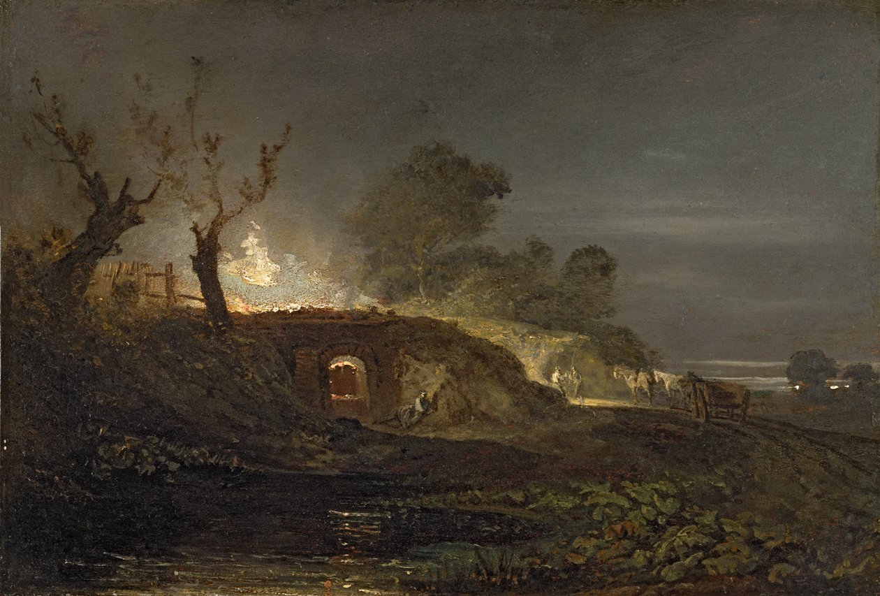 Egy meszes kemence Coalbrookdale-ben, 1797 körül alkotó: Joseph Mallord William Turner