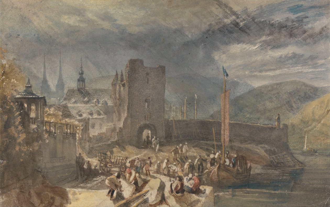 A kilátás Boppart, a számok a folyó partján alkotó: Joseph Mallord William Turner