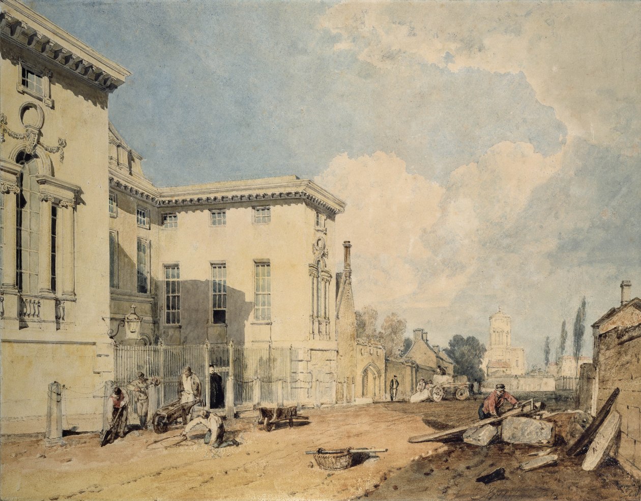 Kilátás a Worcester College-ról, 1803-04 (wc grafit felett, törtfehér papíron) alkotó: Joseph Mallord William Turner