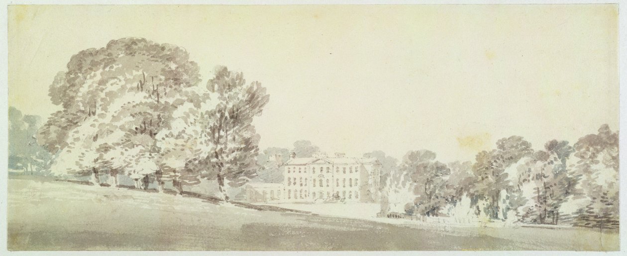 Háromemeletes György-korabeli ház egy parkban, 1795 körül (papíron grafitos mosás) alkotó: Joseph Mallord William Turner