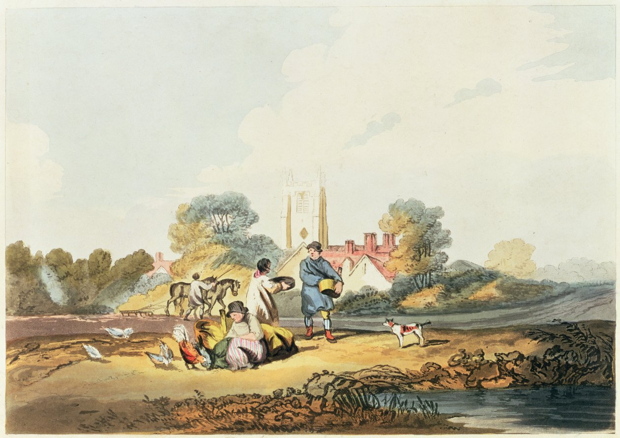 Ősz, gabonavetés, 1818 (kézi színes metszet és akvatinta) alkotó: Joseph Mallord William Turner