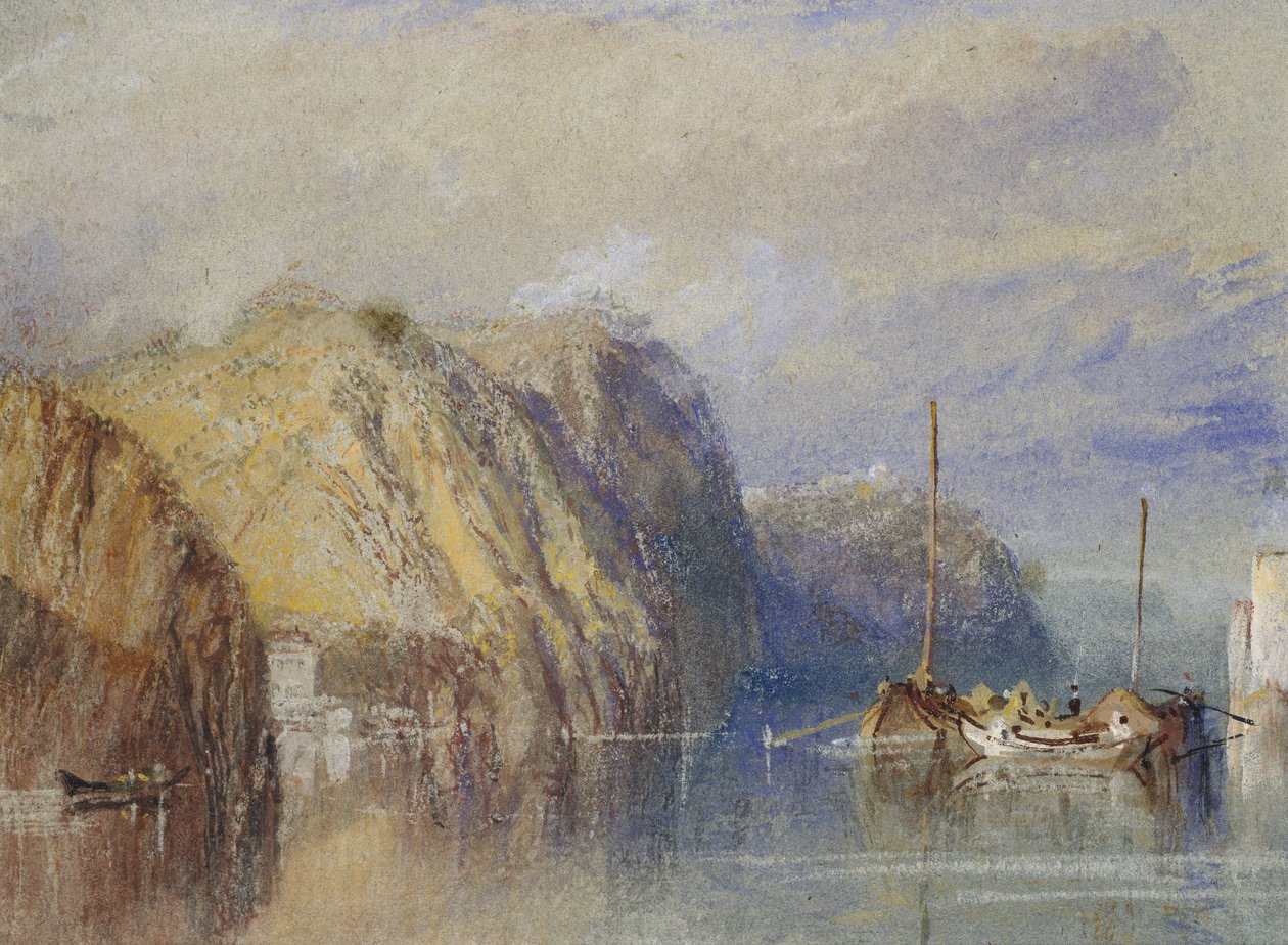 Clairmont és Mauves között, 1826-1830 (akvarell testfestékkel és tollal és barna tintával kék papíron) alkotó: Joseph Mallord William Turner