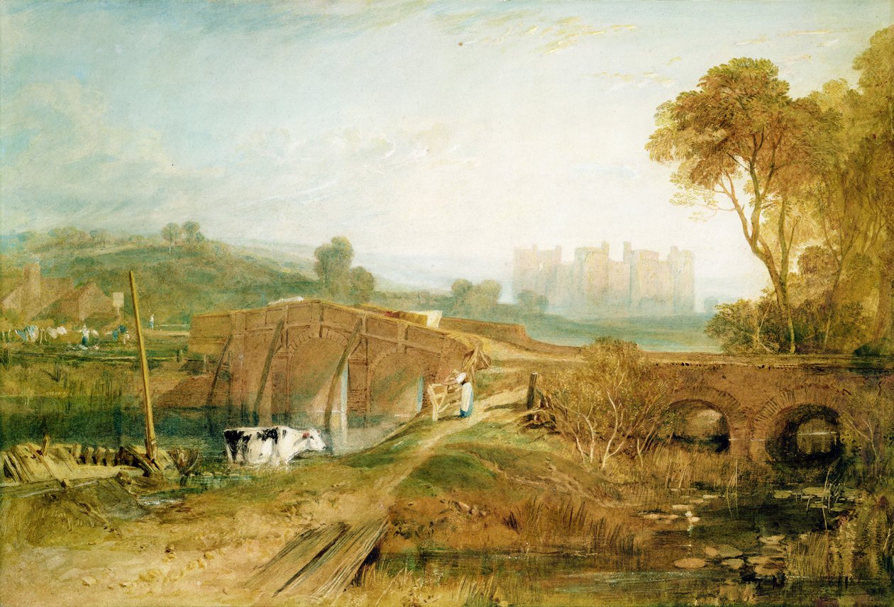 Bodiam Castle, Sussex (ceruza és wc gumiarábikummal, papír) alkotó: Joseph Mallord William Turner