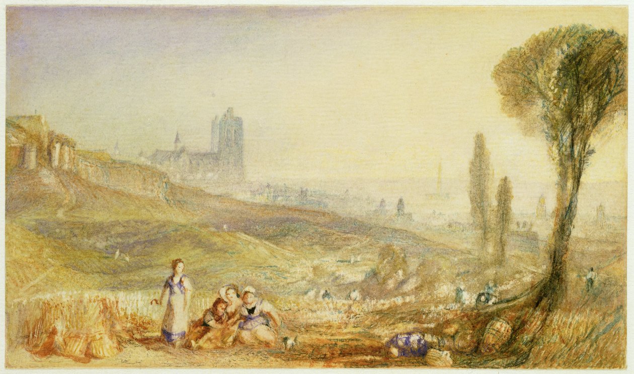 Brüsszel - Távoli kilátás (wc testszínnel, papíron) alkotó: Joseph Mallord William Turner