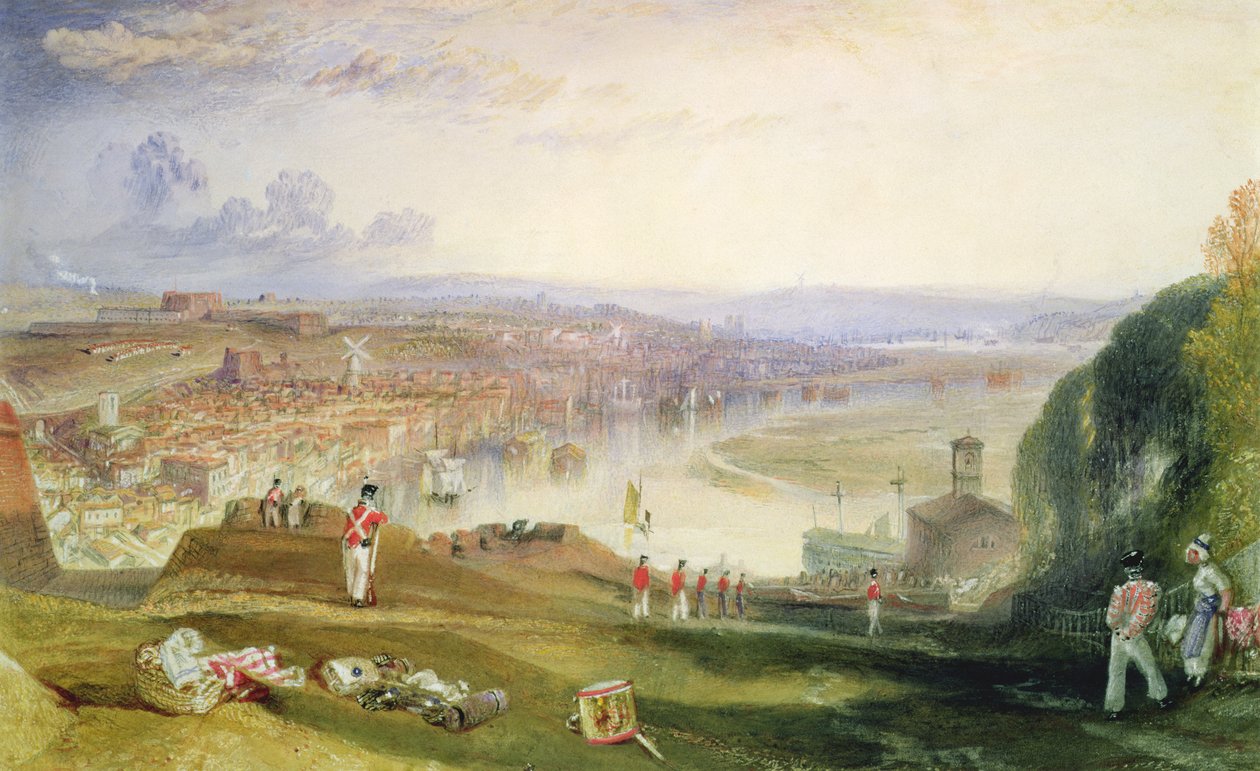 Chatham, Fort Pitt felé (ceruza, wc és testszín papíron) alkotó: Joseph Mallord William Turner