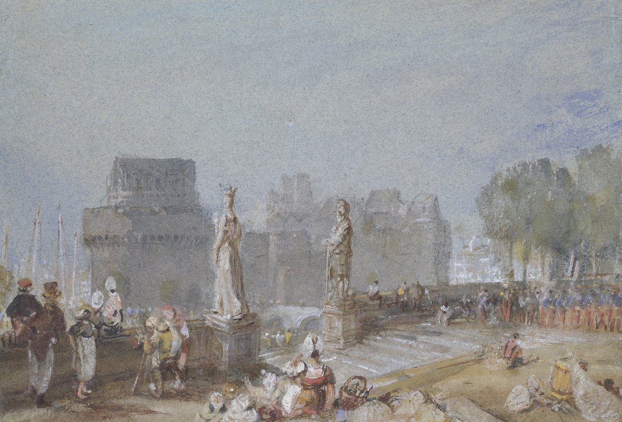 Château de Nantes, 1830 körül (akvarell és testfesték, tollal, barna és fekete tintával) alkotó: Joseph Mallord William Turner