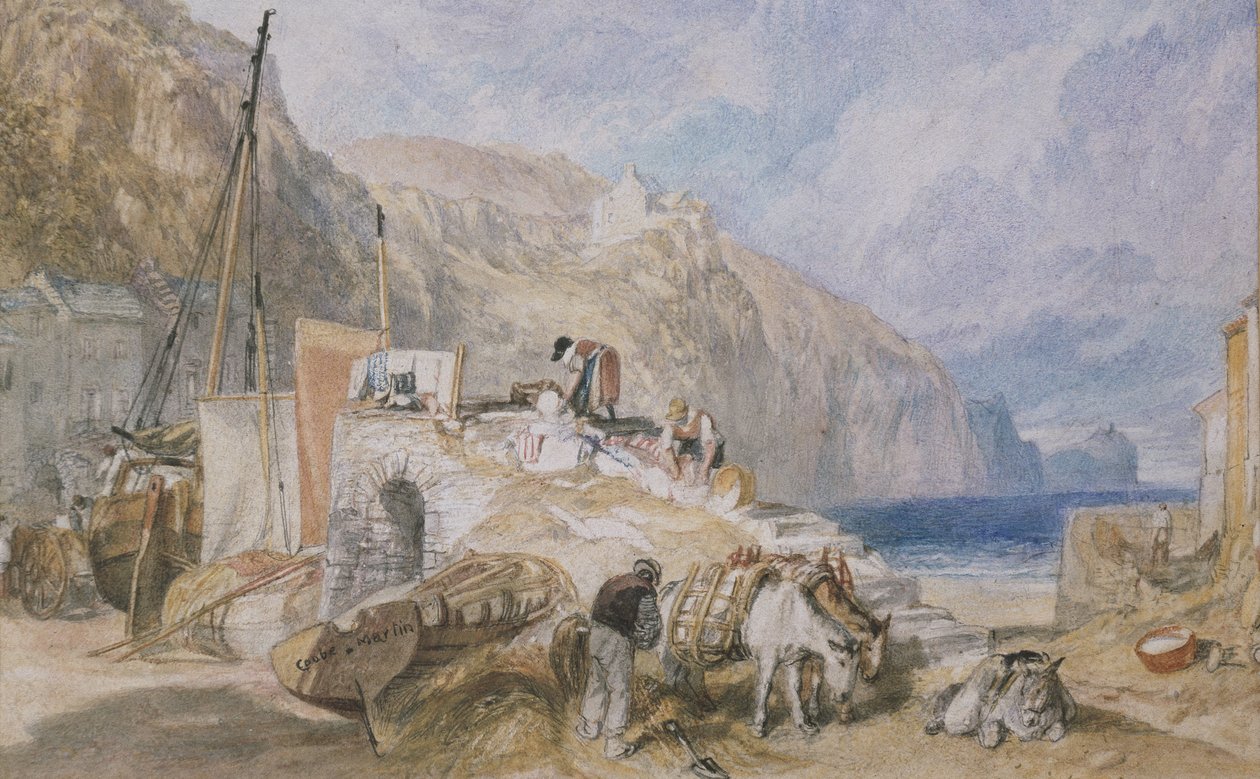 Combe Martin, Devonshire, 1824 körül (akvarell grafit felett, tollal és fekete tintával) alkotó: Joseph Mallord William Turner