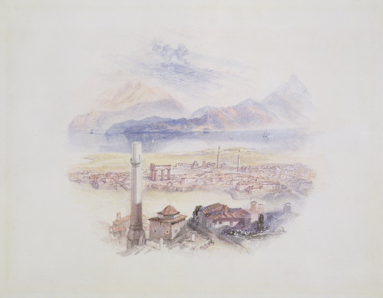 Korinthosz, az Akropoliszból (illusztráció a „Byron élete és munkái” című könyvből), 1831-32 (Wc halvány ceruzával) alkotó: Joseph Mallord William Turner