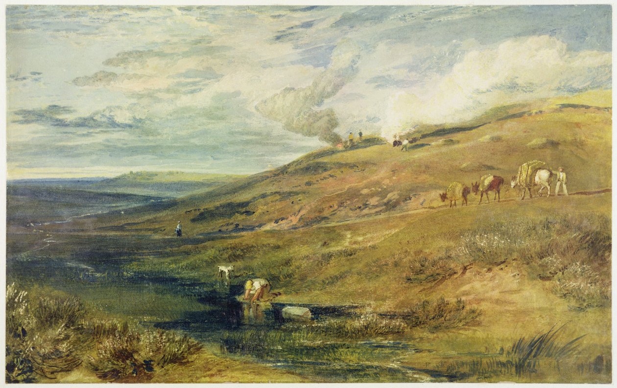 Dartmoor: A Tamar és a Torridge forrása, 1813 körül (wc és testszín grafit felett a papíron) alkotó: Joseph Mallord William Turner