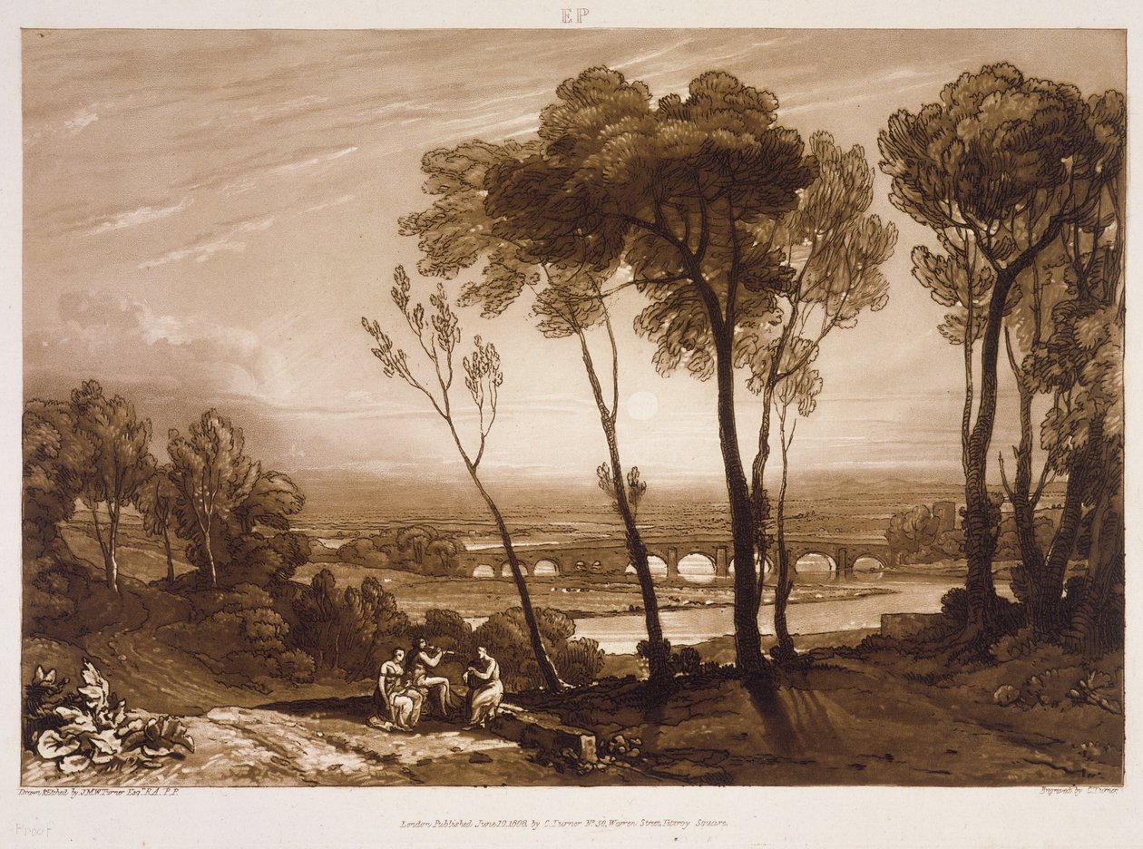 F.13.I A középtávú híd, a „Liber Studiorum”-ból, Charles Turner metszete, 1808 (rézkarc) alkotó: Joseph Mallord William Turner