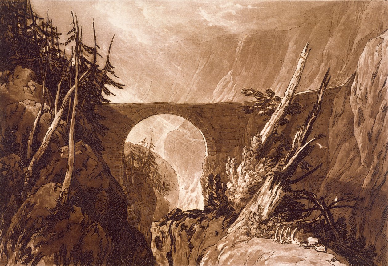 F.19.I Kis Ördög hídja, a „Liber Studiorum”-ból, vésette: Charles Turner, 1809 alkotó: Joseph Mallord William Turner